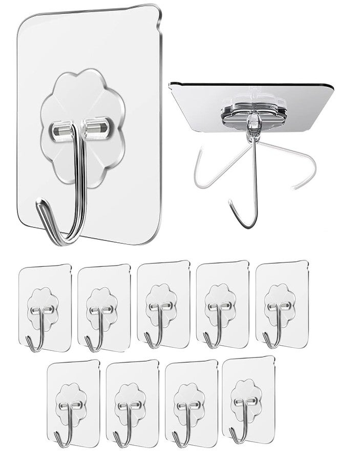 بيفالو خطافات تعليق جدارية ذاتية اللصق من بيفالو، شديدة التحمل، متعددة الوظائف، مقاومة للماء، خطافات تعليق سقفية للحمام والمنزل والمطبخ (تتحمل حتى 5 كجم، 10 قطع) - Image 1